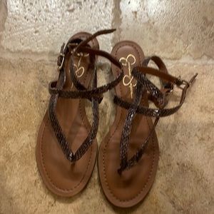 Jessica Simpson brown snakeskin sandals; Size 8;